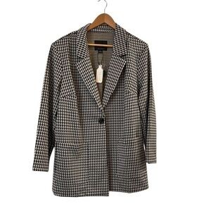 NWT Sanctuary Recycled Polyester Black White & Tan Houndstooth Blazer - 1X